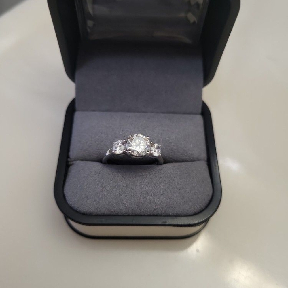Timeless Silver Three-Stone Diamond Ring
